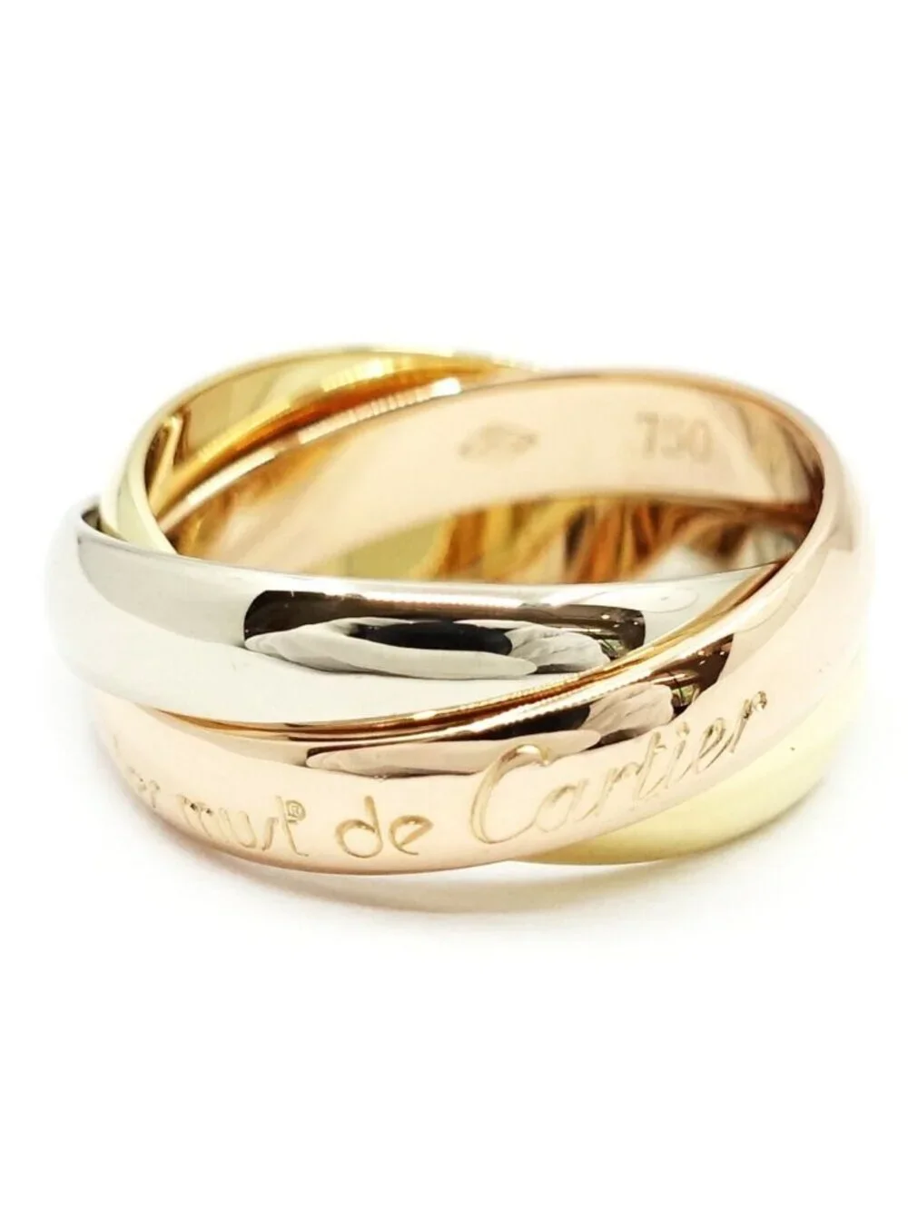Cartier 18K Yellow Gold WG PG Trinity Ring Pinky
